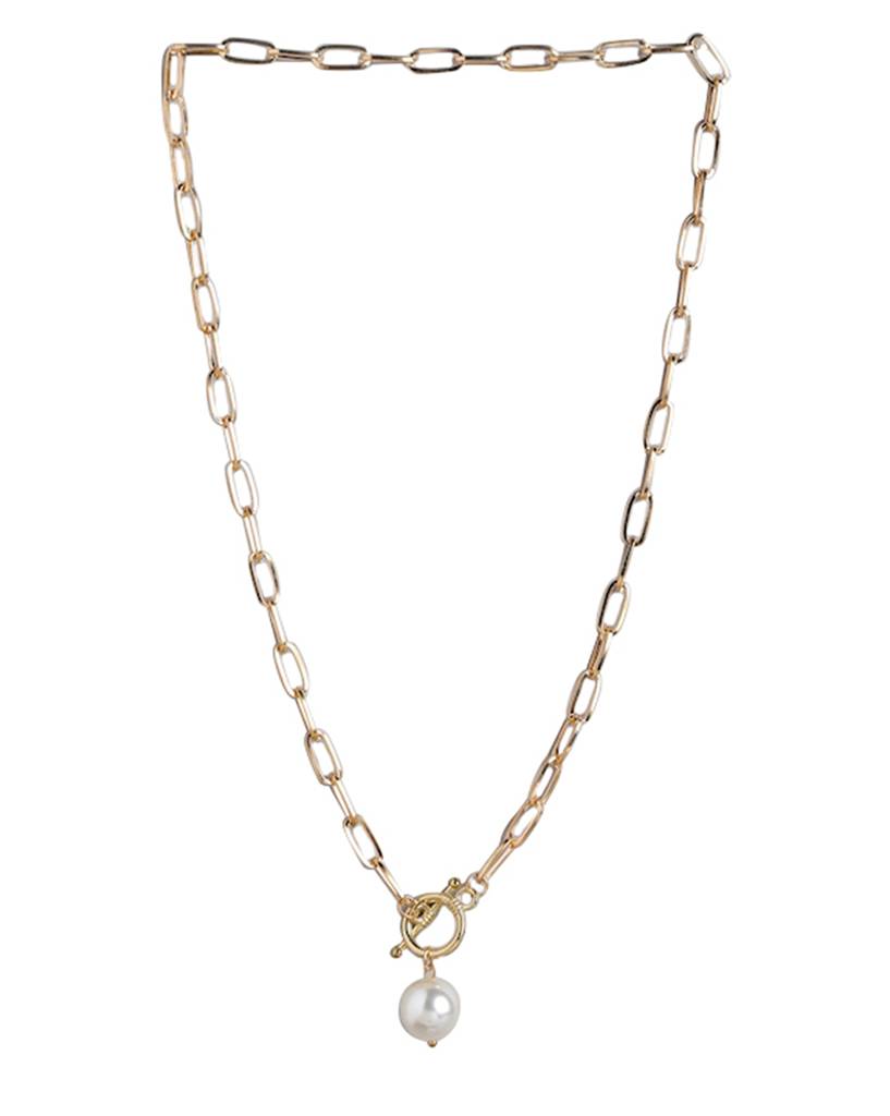 Carlton London Women Rose Gold-Plated Pearls Necklace : FJN4470
