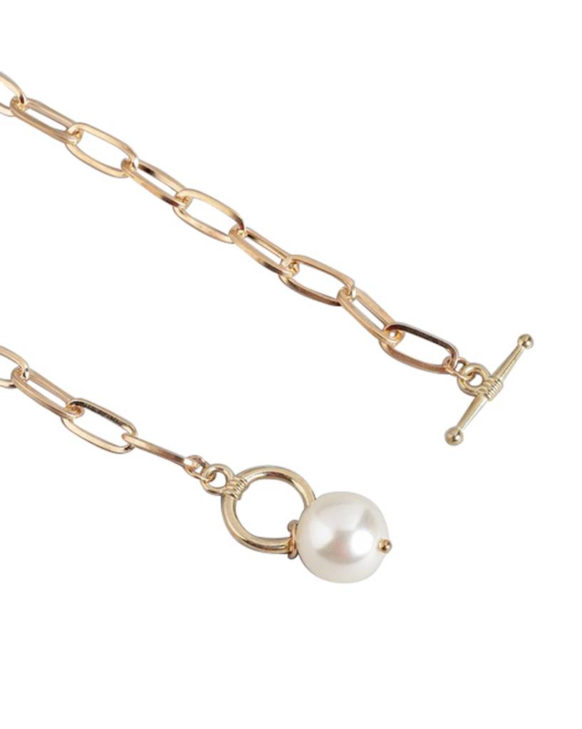 Carlton London Women Rose Gold-Plated Pearls Necklace : FJN4470