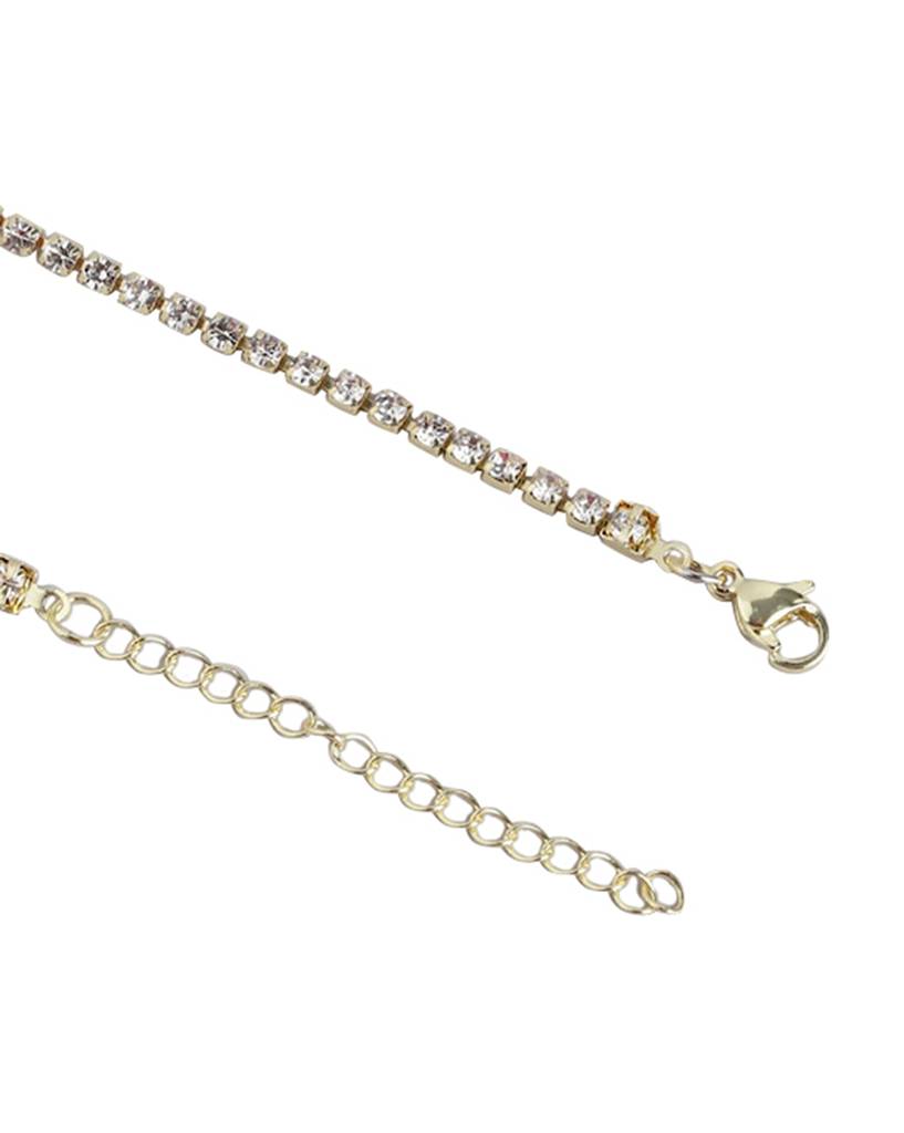 Carlton London Women Gold-Plated Cz Studded Evil Eye Enamelled Necklace : FJN4484