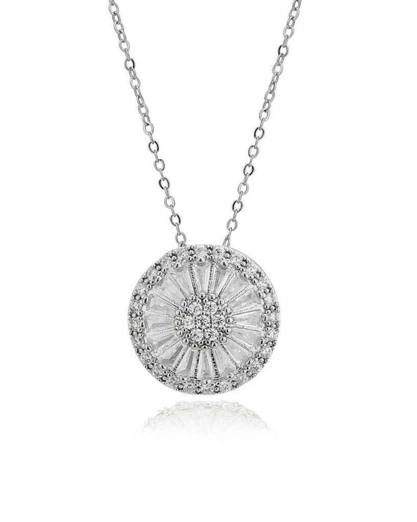 Carlton London, Women Premium Rhodium-Plated Cz Circular Pendant With Chain : FJN4491