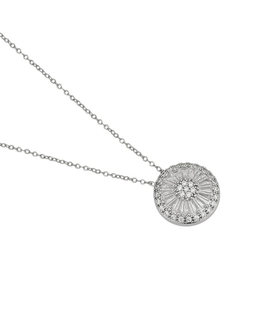 Carlton London, Women Premium Rhodium-Plated Cz Circular Pendant With Chain : FJN4491