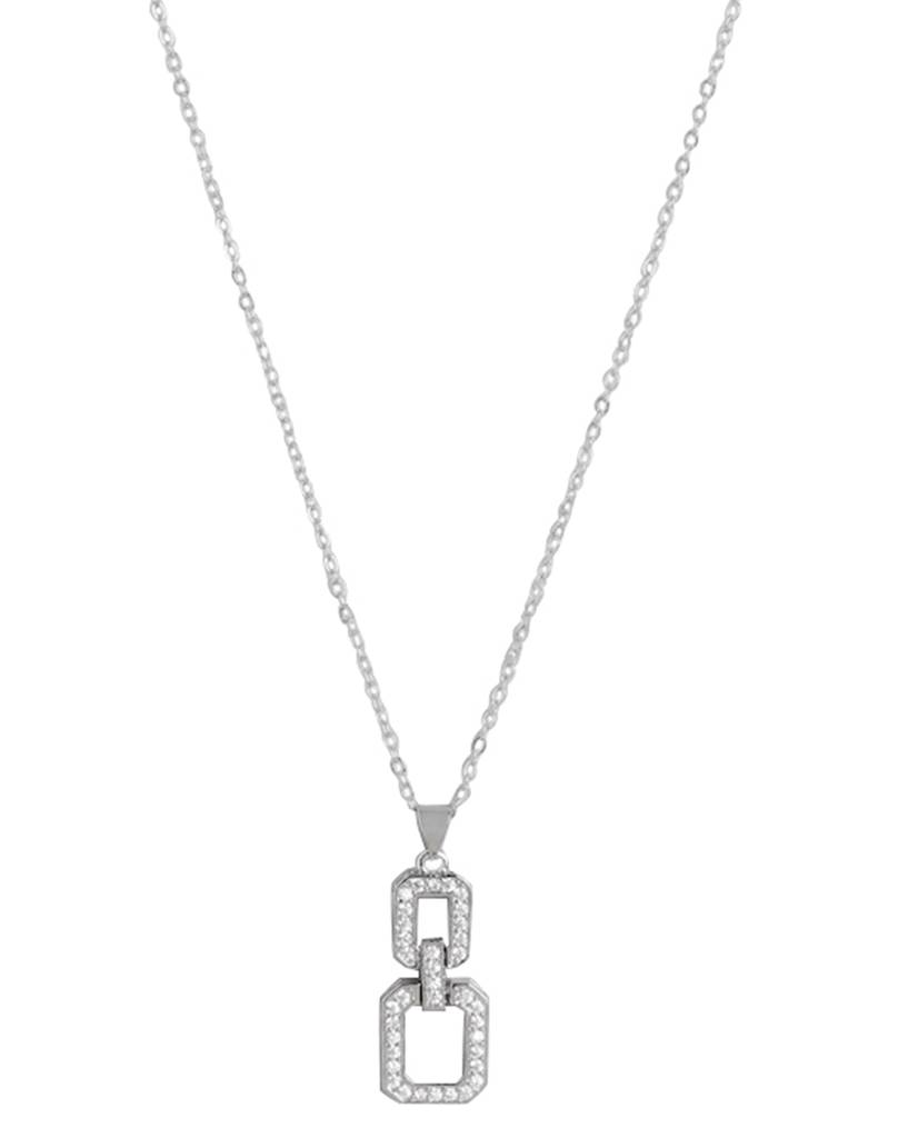 Carlton London Women Rhodium Plated Cz Studded Pendant With Chain : FJN4492