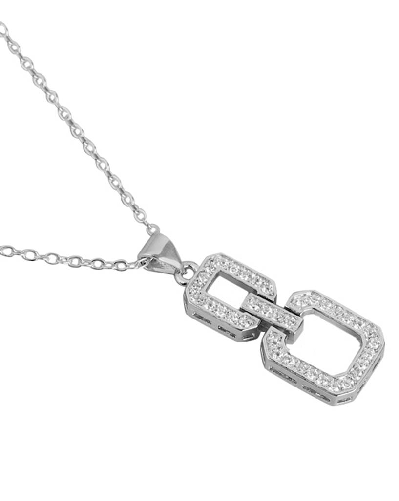 Carlton London Women Rhodium Plated Cz Studded Pendant With Chain : FJN4492