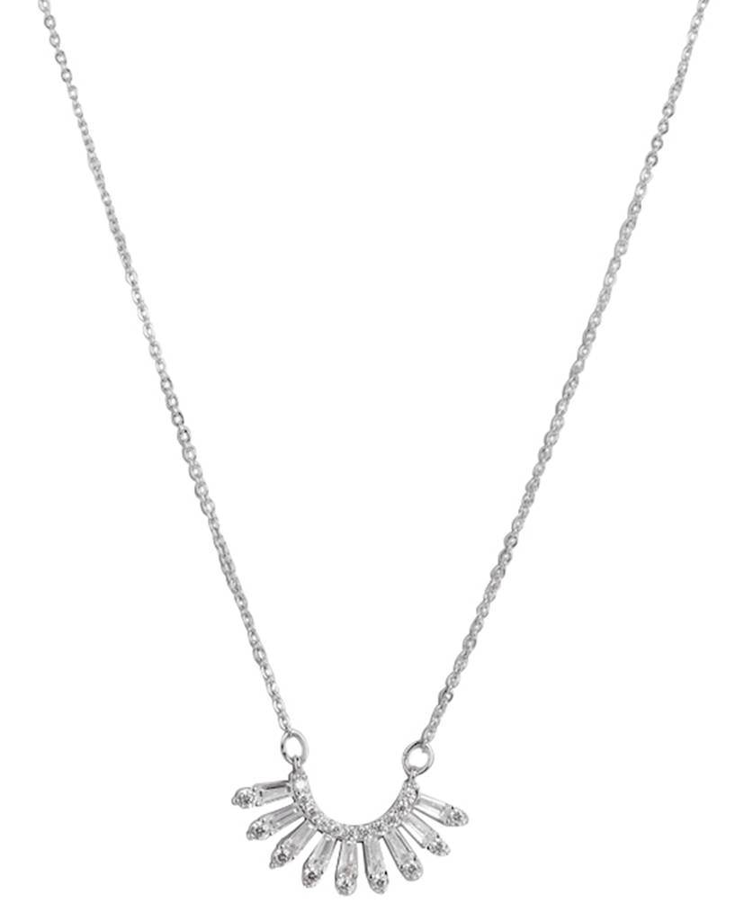 Carlton London Women Rhodium-Plated Cz Studded Necklace : FJN4495