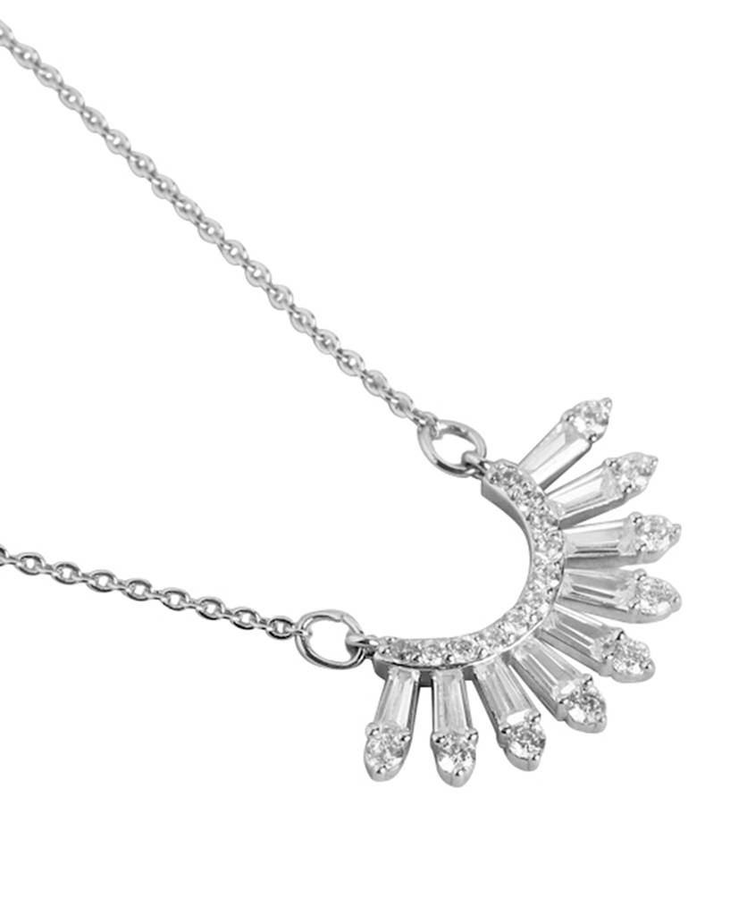 Carlton London Women Rhodium-Plated Cz Studded Necklace : FJN4495