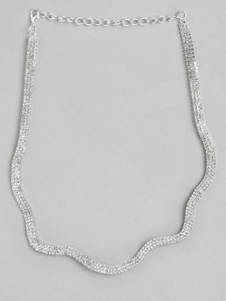 Rhodium-Plated Cz Necklace : FJN4497