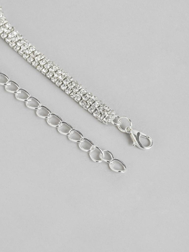 Rhodium-Plated Cz Necklace : FJN4497