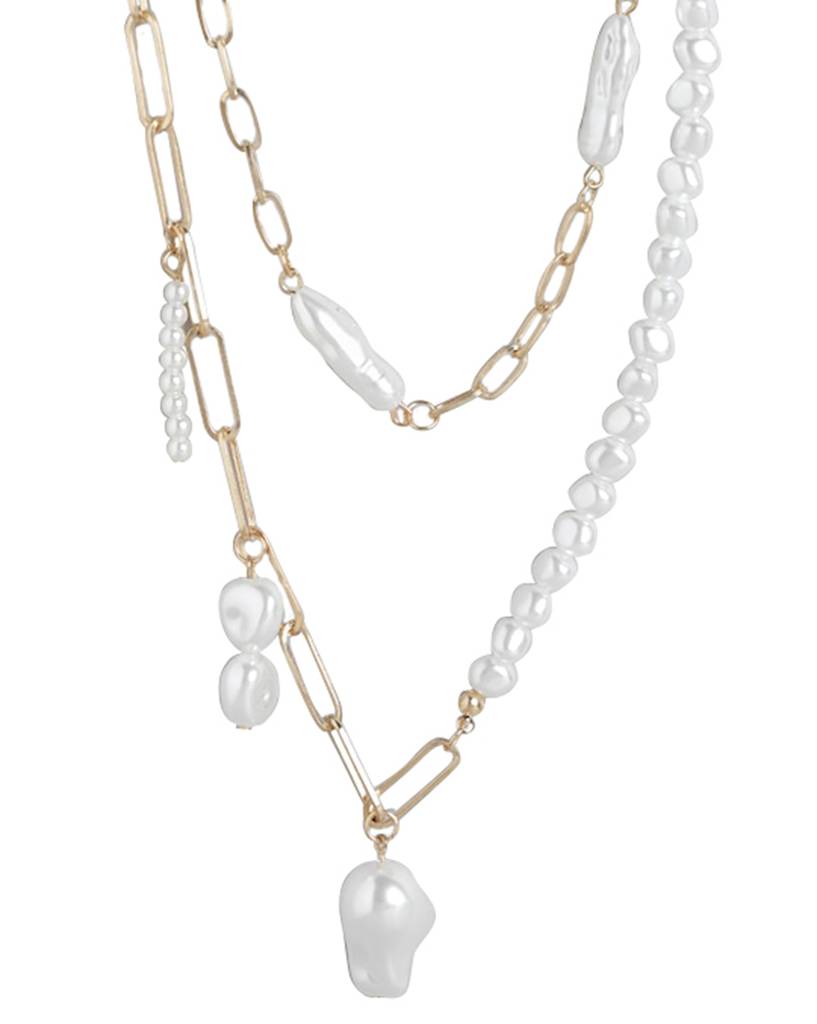 Carlton London Pack Of 2 Gold-Plated Pearl Necklace : FJN4498