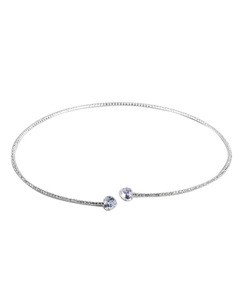 Women Rhodium-Plated Cz Studded Choker Necklace : FJN4499