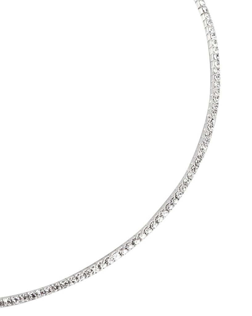 Women Rhodium-Plated Cz Studded Choker Necklace : FJN4499