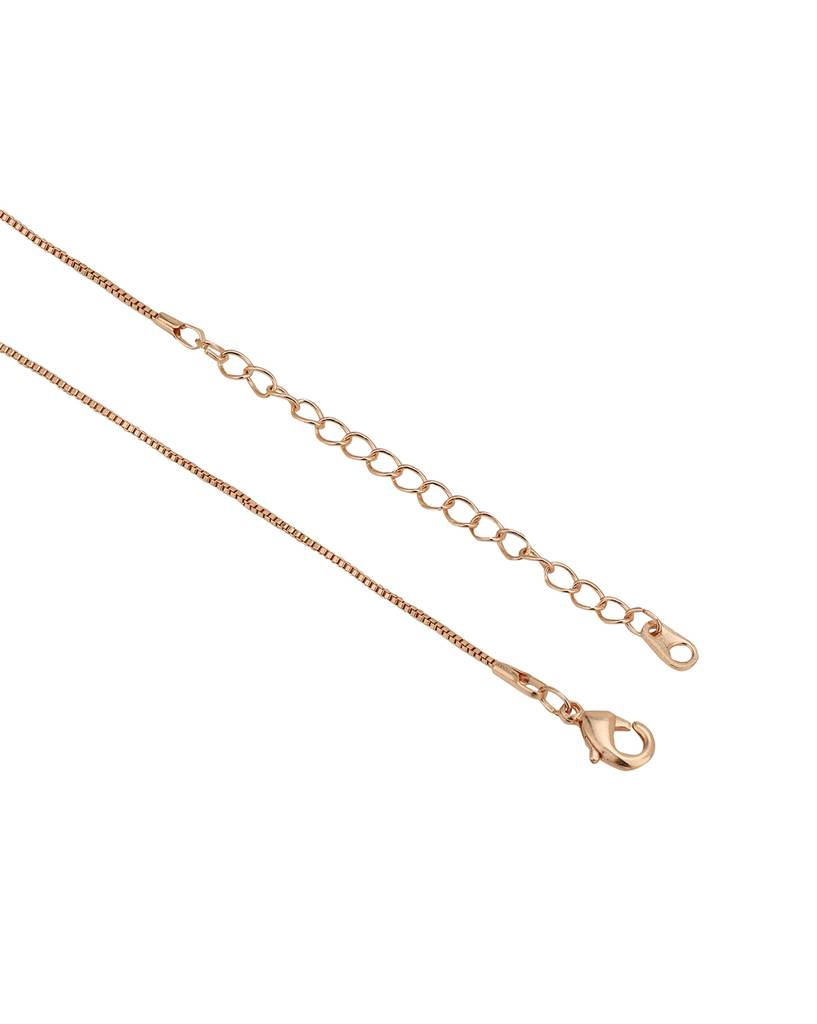 Carlton London Women Premium Rose-Gold Plated Cz Floral Pendant With Chain : FJN4502