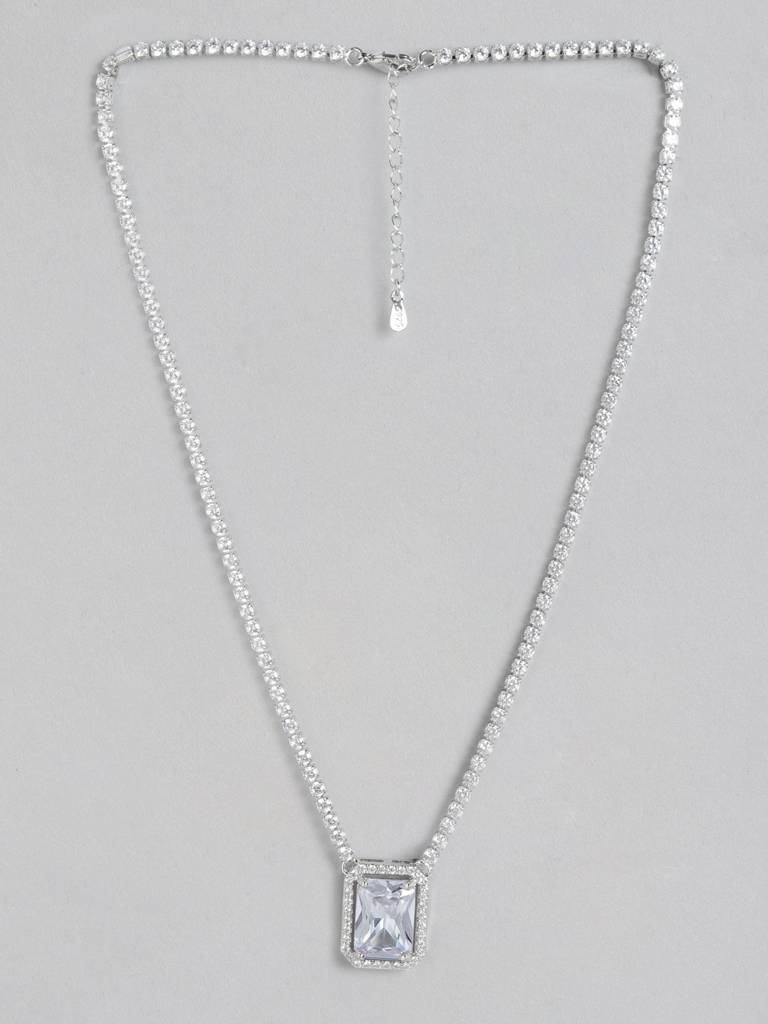 Premium Rhodium-Plated Cz Necklace : FJN4503