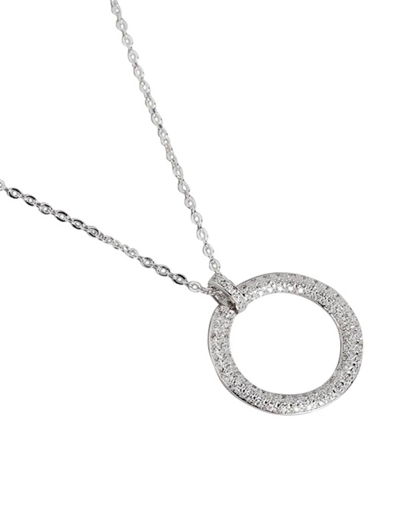 Carlton London Women Rhodium-Plated Cz Studded Circular Pendant With Chain : FJN4505