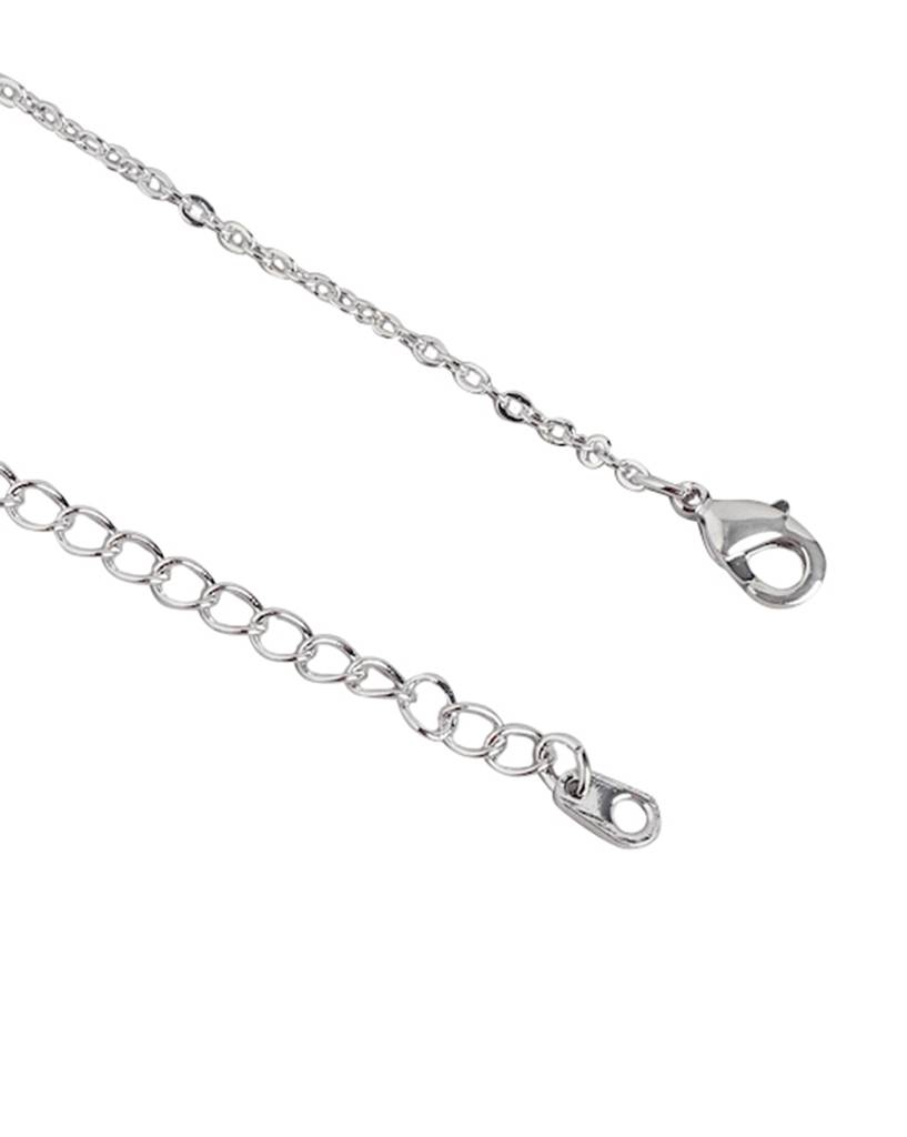 Carlton London Women Rhodium-Plated Cz Studded Circular Pendant With Chain : FJN4505