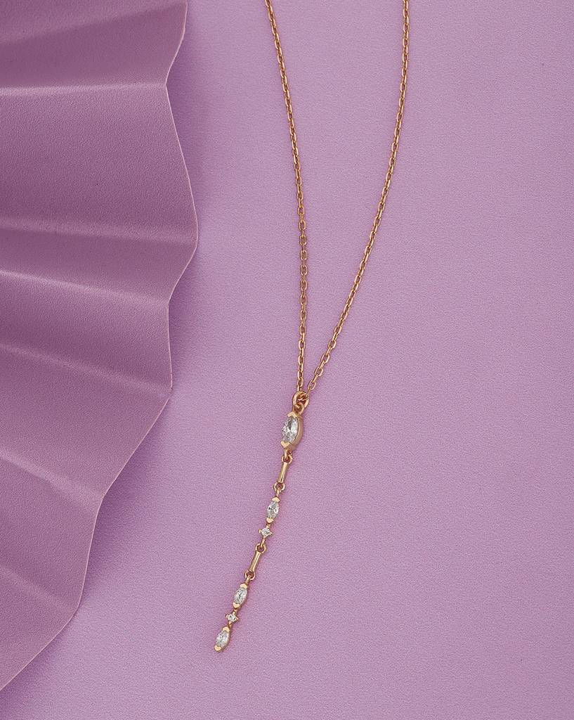 Carlton London 18Kt Rose Gold-Plated Cz-Studded Pendant With Chain : FJN4559