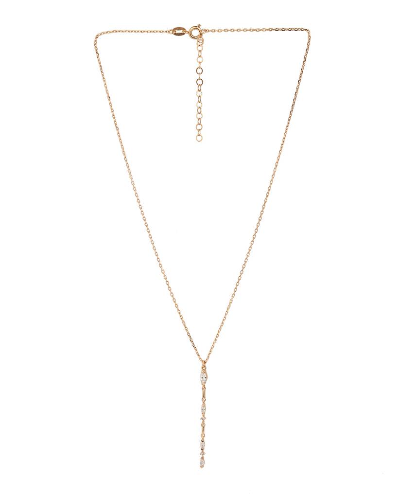 Carlton London 18Kt Rose Gold-Plated Cz-Studded Pendant With Chain : FJN4559