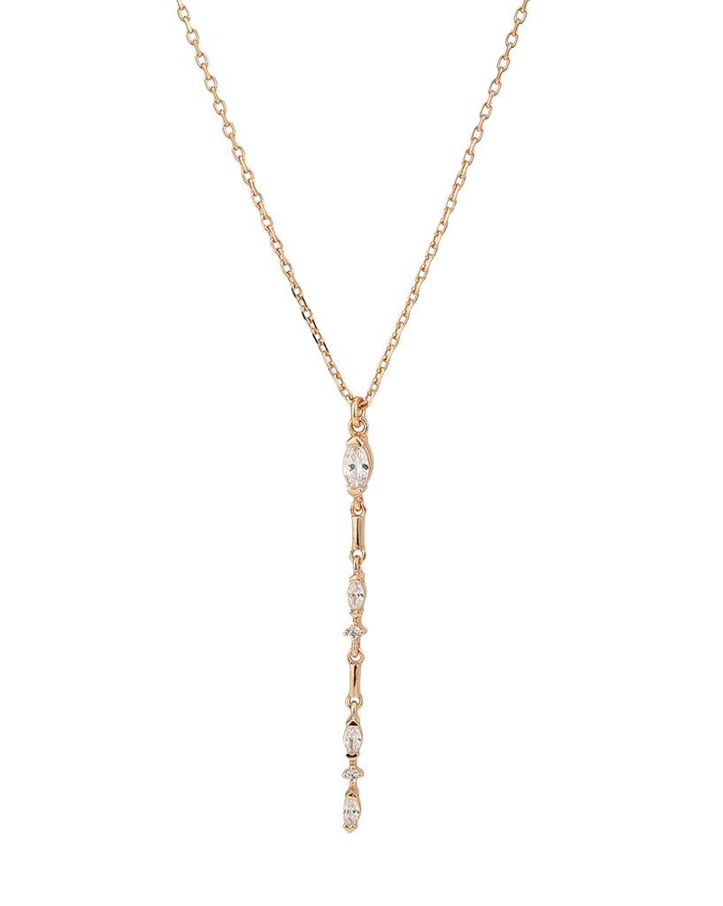 Carlton London 18Kt Rose Gold-Plated Cz-Studded Pendant With Chain : FJN4559