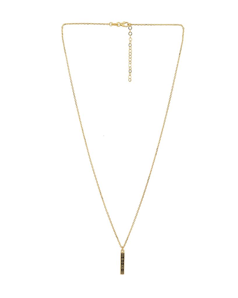 Carlton London Men 18Kt Gold-Plated Enamel Pendant With Chain : FJN4569