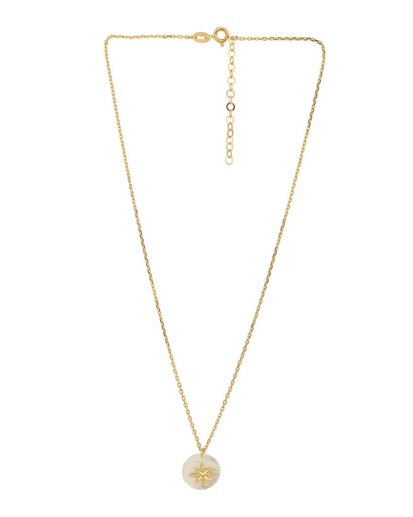 Carlton London 18Kt Gold-Plated Cz-Studded Star Pendant With Chain : FJN4570