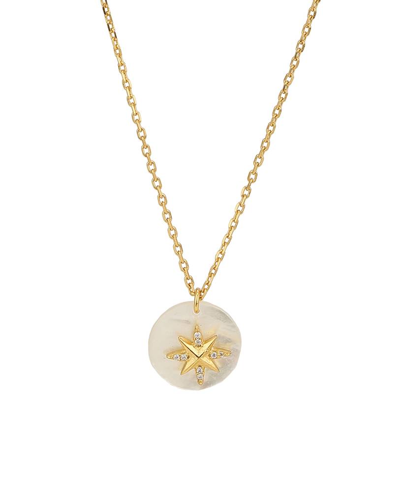 Carlton London 18Kt Gold-Plated Cz-Studded Star Pendant With Chain : FJN4570