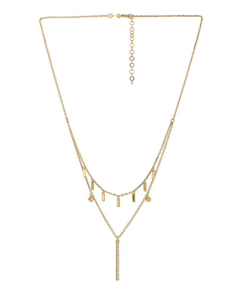 Carlton London Brass Gold-Plated Cz-Studded Layered Necklace : FJN4571