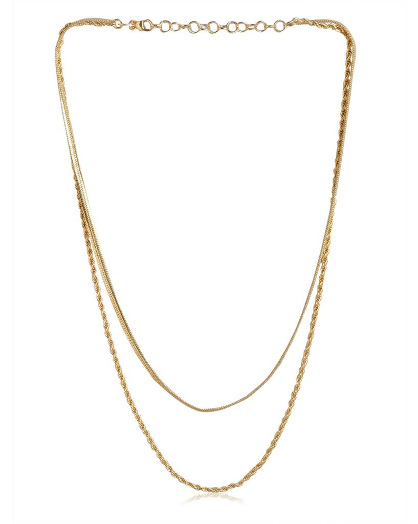 Carlton London Brass Gold-Plated Double Chain Necklace : FJN4576