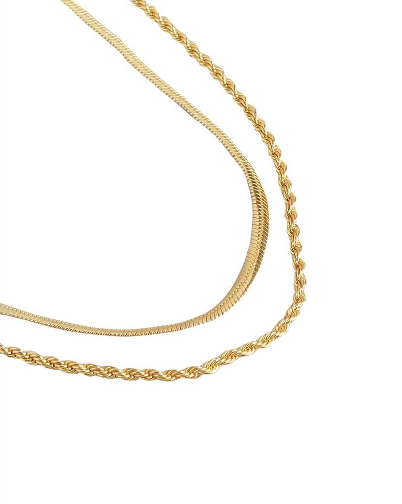 Carlton London Brass Gold-Plated Double Chain Necklace : FJN4576