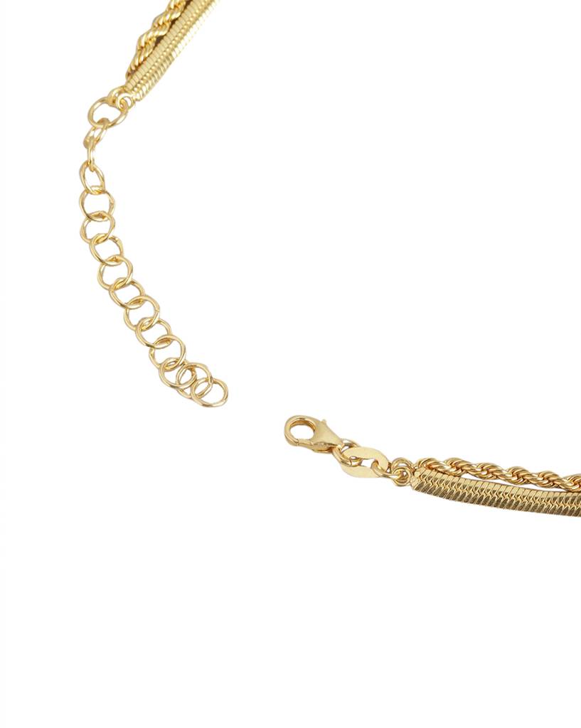Carlton London Brass Gold-Plated Double Chain Necklace : FJN4576