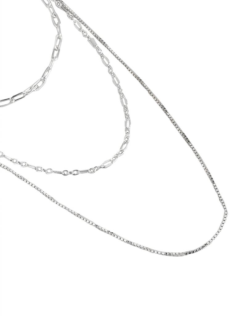 Carlton London Brass Rhodium-Plated Triple Chain Necklace : FJN4577