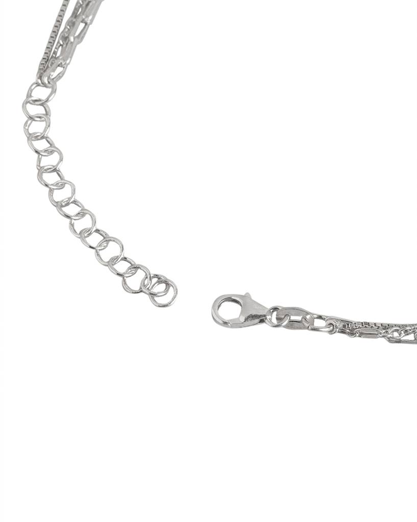 Carlton London Brass Rhodium-Plated Triple Chain Necklace : FJN4577