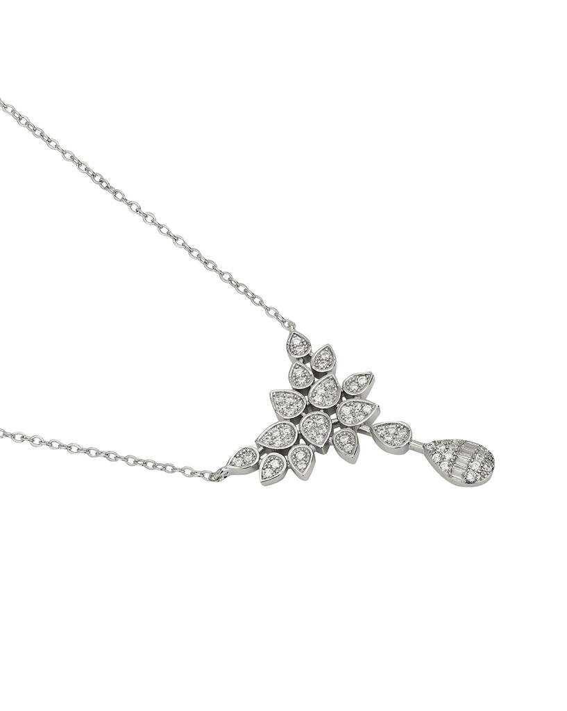 Carlton London Premium Brass Rhodium-Plated Cz Necklace : FJN4593