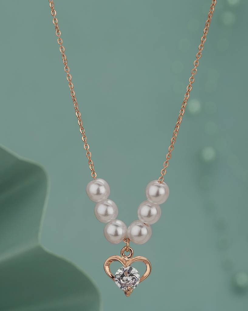 Carlton London Rose Gold--Plated Pearls Necklace : FJN4632