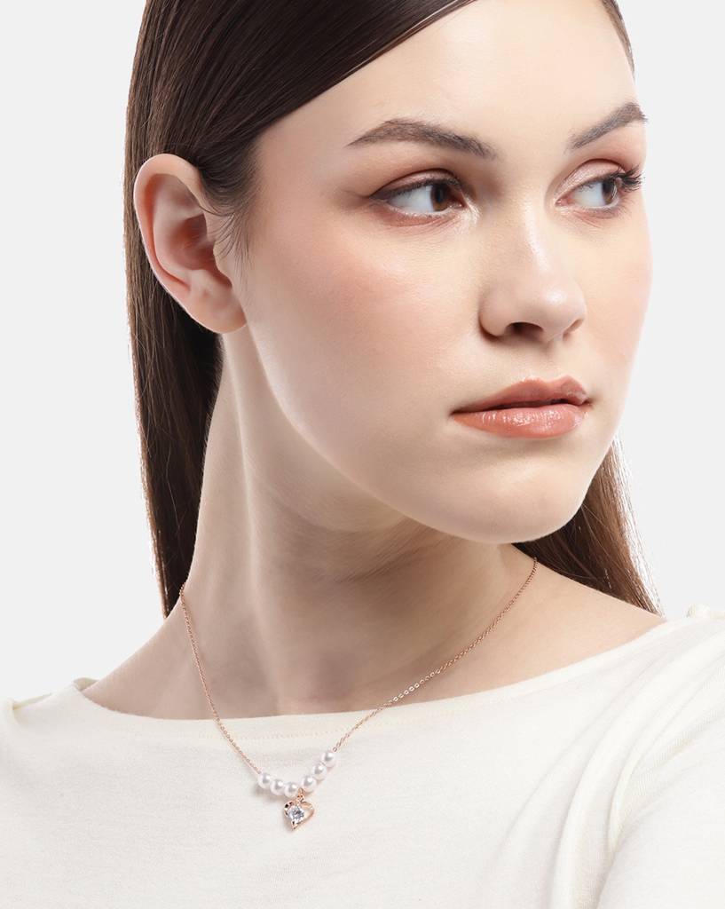 Carlton London Rose Gold--Plated Pearls Necklace : FJN4632