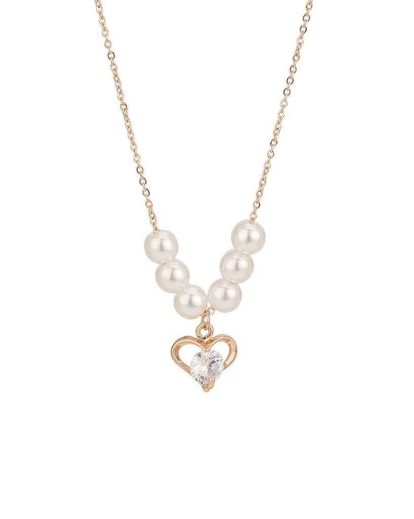 Carlton London Rose Gold--Plated Pearls Necklace : FJN4632