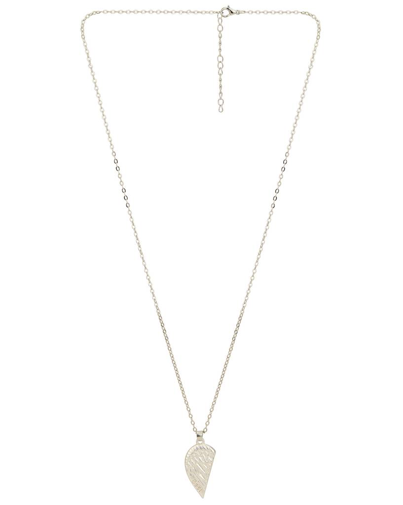Carlton London Set Of 2 Silver-Plated Heart Shaped Pendants With Chains : FJN4759