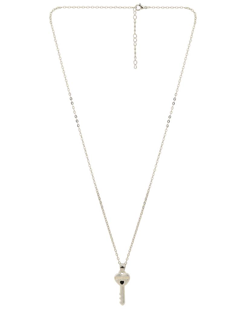 Carlton London Set Of 2 Silver-Plated Contemporary Pendants With Chains : FJN4760