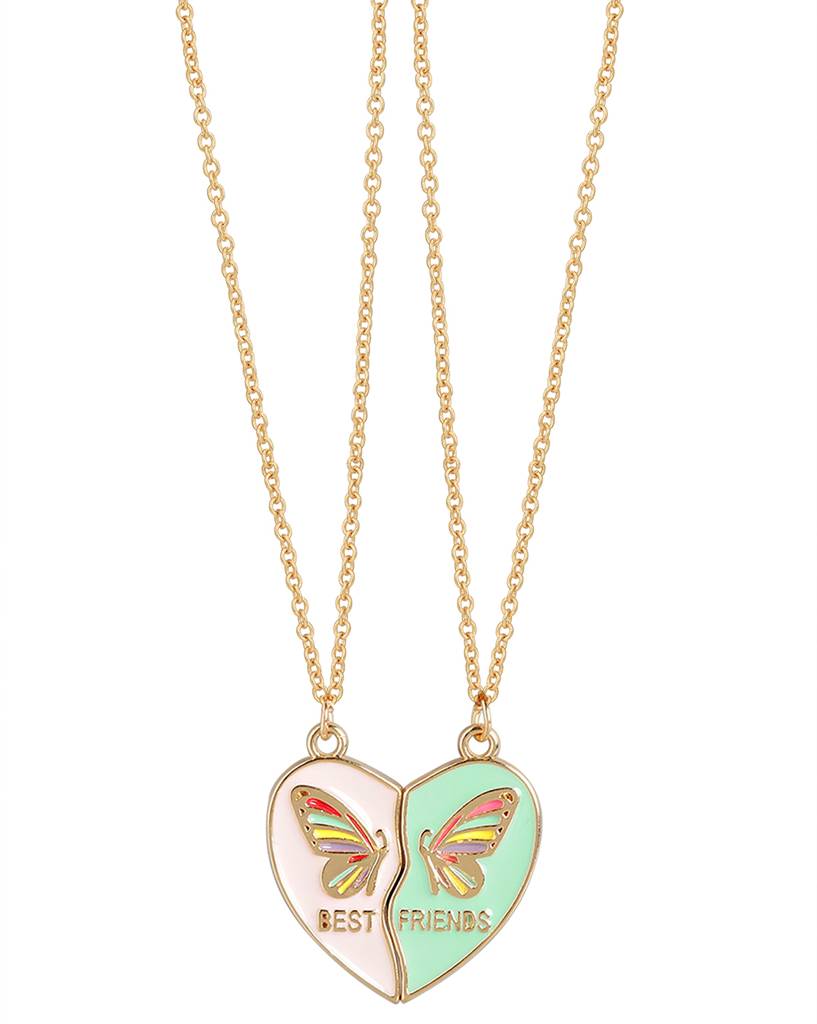 Carlton London Set Of 2 Rose Gold-Plated Heart Shaped Pendants With Chains : FJN4762