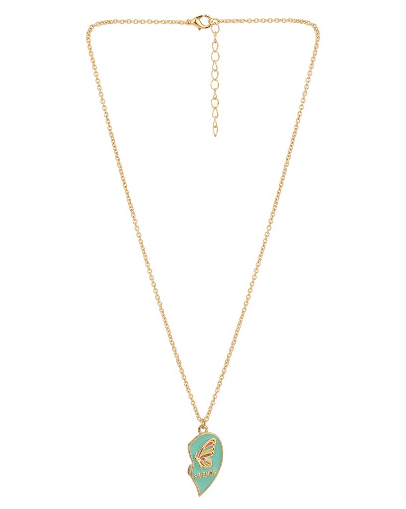 Carlton London Set Of 2 Rose Gold-Plated Heart Shaped Pendants With Chains : FJN4762