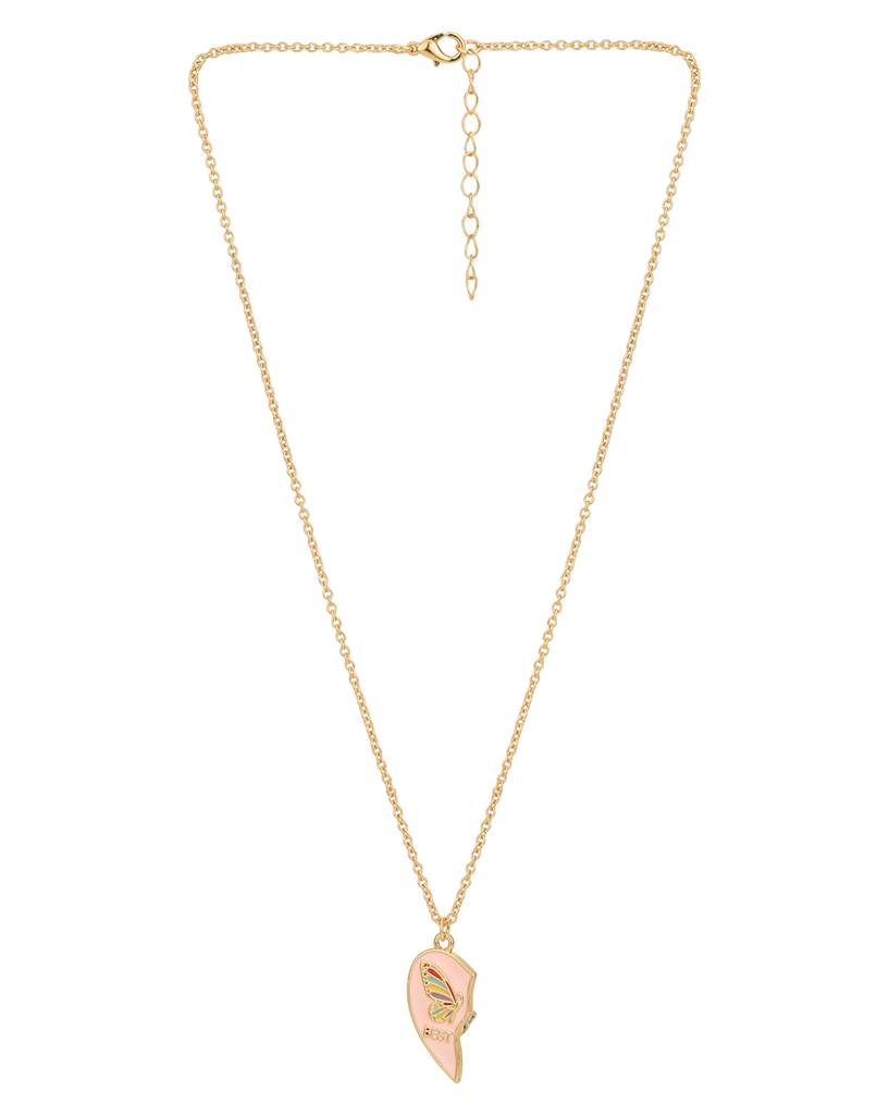 Carlton London Set Of 2 Rose Gold-Plated Heart Shaped Pendants With Chains : FJN4762