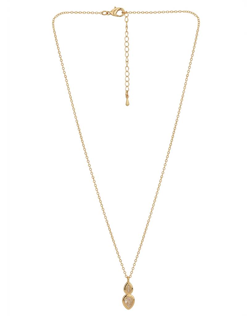 Carlton London Gold-Plated Cz Contemporary Pendants With Chains : FJN4767