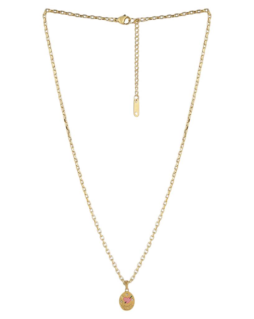 Carlton London, Gold-Plated Oval Pendant With Chain : FJN4769