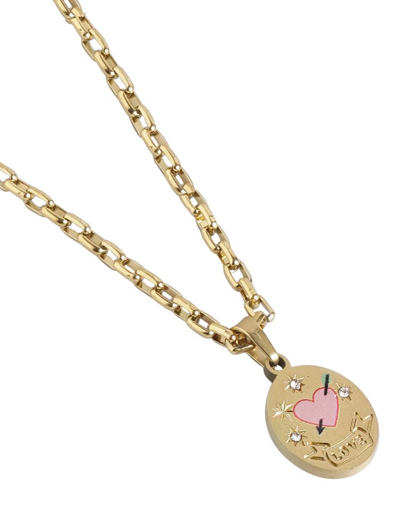 Carlton London, Gold-Plated Oval Pendant With Chain : FJN4769