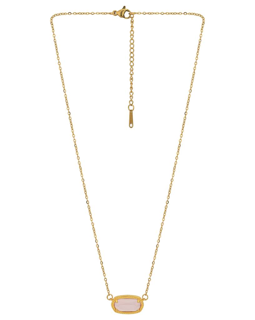 Carlton London Gold-Plated Cz Oval Pendants With Chains : FJN4770