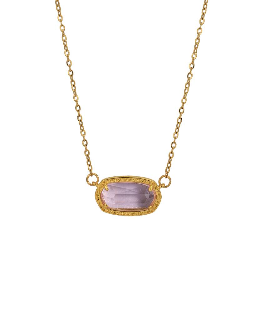 Carlton London Gold-Plated Cz Oval Pendants With Chains : FJN4770