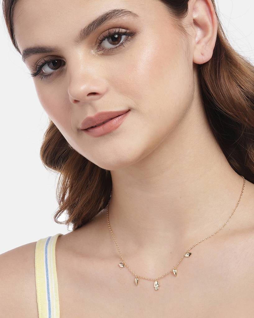 Carlton London Gold-Plated Cz Necklace : FJN4772