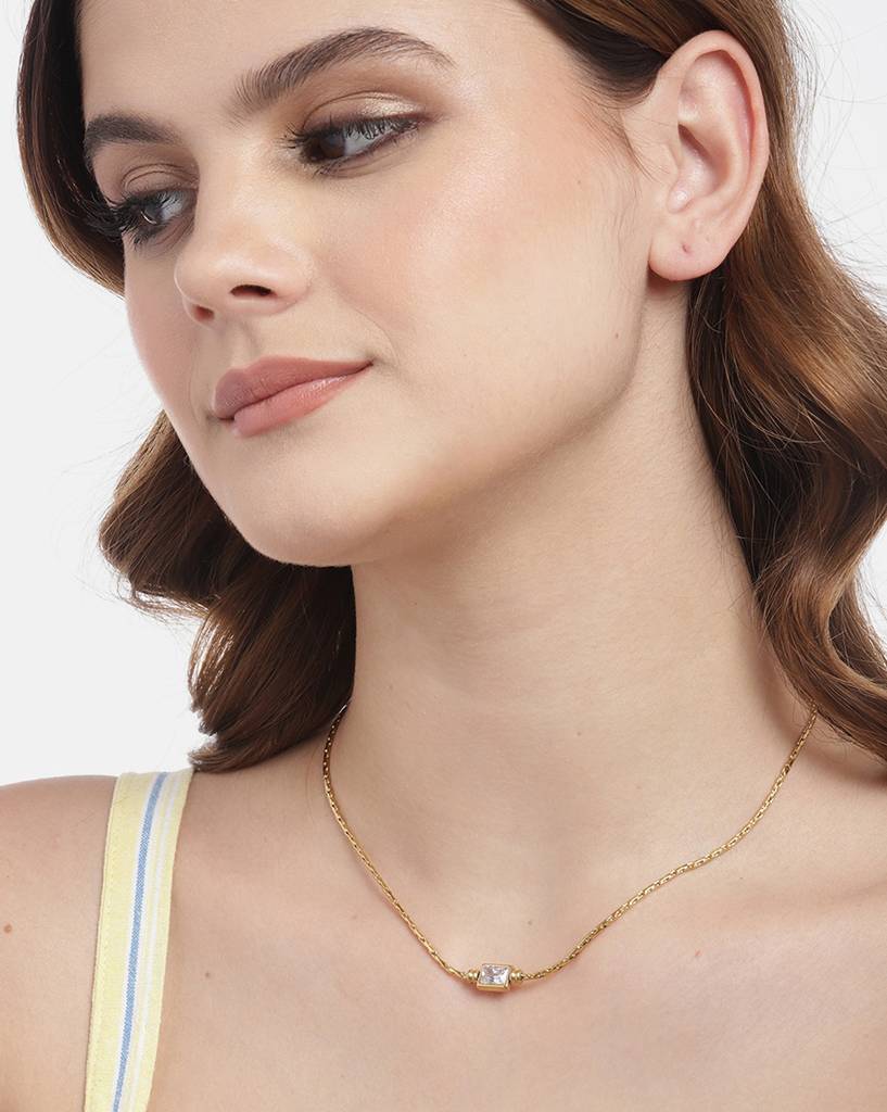 Carlton London Gold-Plated Crystals Necklace : FJN4773