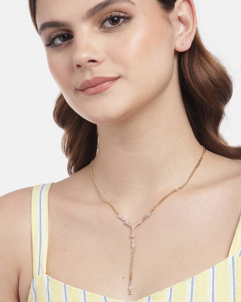 Carlton London Premium Gold-Plated Cz Necklace : FJN4775