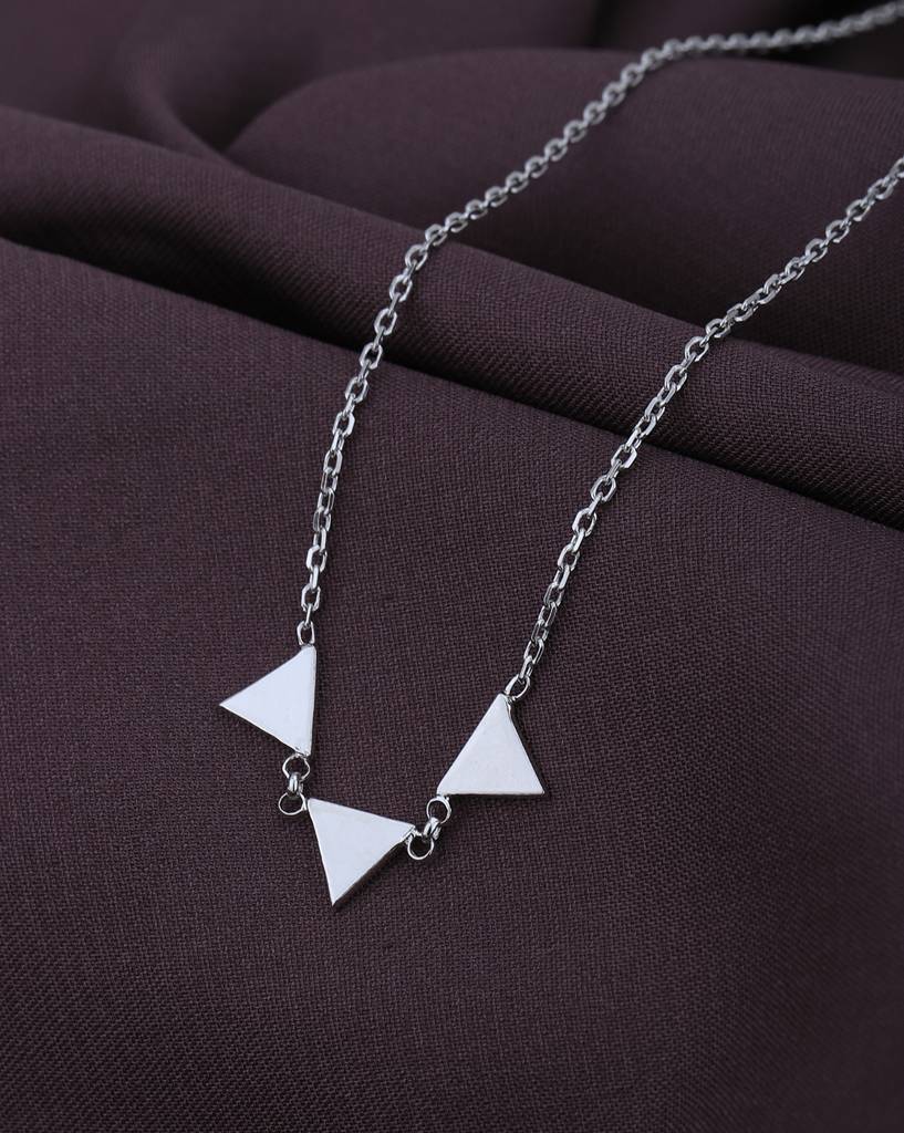 Carlton London Rhodium Plated Triangle Shape Necklace : FJN4809