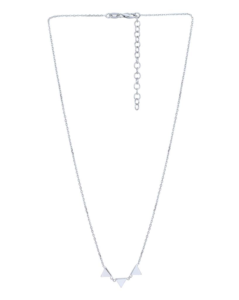 Carlton London Rhodium Plated Triangle Shape Necklace : FJN4809