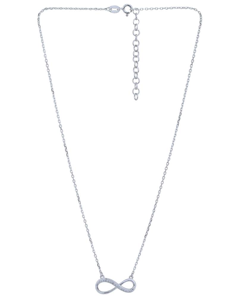 Rhodium Plated With Cz Infinity Necklace : FJN4811